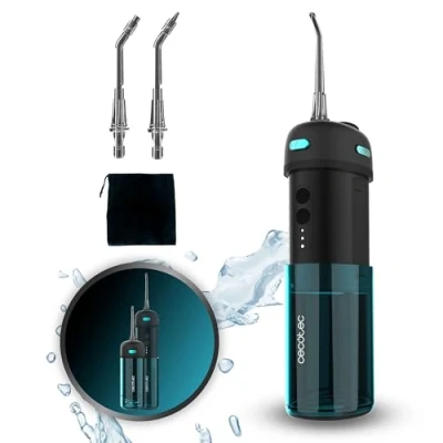 Abbildung von Cecotec Tragbarer Zahnreiniger Toothcare Jet Splash. Kompakter und leichter Reise Irrigator mit 3 Modi bis zu 8 Intensitäten, 150 ml Fassungsvermögen 2 austauschbaren Düsen, IPX7, wasserdicht.