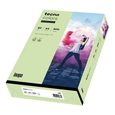 Abbildung von inapa farbiges Druckerpapier, buntes Papier tecno Colors: 80 g/m², A4, 500 Blatt, mittelgrün