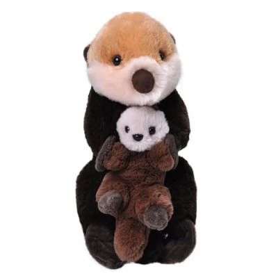 Abbildung von WILD REPUBLIC Mom and Baby Seeotter, Großes Kuscheltier, 38 cm, Geschenkidee für Kinder, Kuscheltier mit Baby, Riesen Stofftier aus recycelten Wasserflaschen
