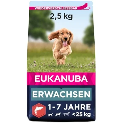 Abbildung von Eukanuba Adult Small &amp; Medium Breed Lachs Hundefutter 2,5 kg...