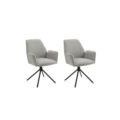 Abbildung von byLIVING Esszimmerstuhl Blair / 2er Set/Webstoff grau/Gestell Metall schwarz/Sitzschale 360 drehbar/Küchenstuhl/Wohnzimmerstuhl/B 57, H 89, T 61 cm
