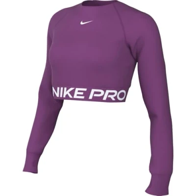 Abbildung von Nike Performance PRO CROP Langarmshirt, Damen, Größe: Large, Hot fuchsia/white)