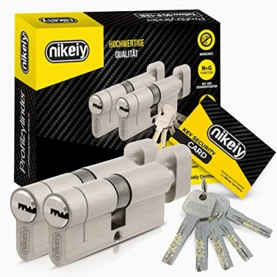 Abbildung von GERCAR Pro+ 2er Set Knaufzylinder gleichschließend 35/35 N+G Schließzylinder mit Knauf Zylinderschloss Türschloss Bohrschutz und 10 Schlüssel (lang) CodeCard 70 mm A:35 B:35 2 x