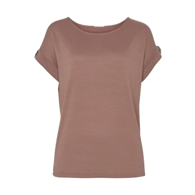 Abbildung von LASCANA Kurzarmshirt mit Knopfdetail am Ärmelabschluss aus weichem Viskose Feinstrick