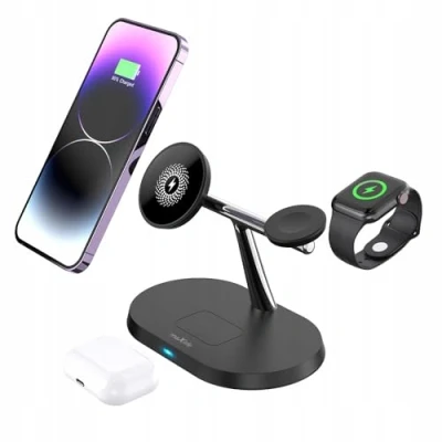 Abbildung von Maxlife MXWC 03 induktives Ladegerät Induktionsladegerät, drahtlose Ladestation für iPhone Samsung Telefon Kopfhörer Smartwach 3in1