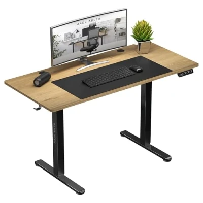 Abbildung von MARK ADLER Leader 7.0 Gaming Tisch Elektrisch Computertisch Bürotisch Schreibtisch Stehtisch 120 x 60 cm Höhenverstellbarer 3 Memory Steuerung Memoboard Schwarz Gestell Eiche Tischplatte