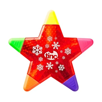 Abbildung von Tinc Sternförmige Schneeflocke 5 in 1 mehrfarbiger Textmarker für Kinder, Rot, Strumpffüller, Weihnachts