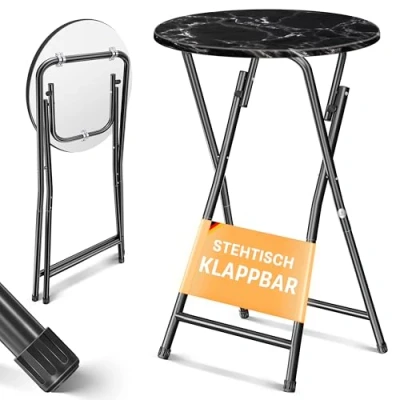 Abbildung von KESSER® Stehtisch Bistrotisch mit PVC Platte Wetterbeständiger Klapptisch 60cm / 110cm Partytisch Tisch rutschfest In &amp; Outdoor Hochzeit Empfangstisch 4 Standfüße pulverbeschichtet