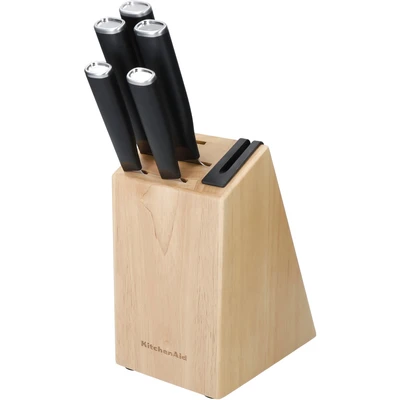 Abbildung von KitchenAid Messerblock &quot;Classic&quot;, 5 tlg., Messer japanischer Stahl, Schärfer, Birkenholzblock
