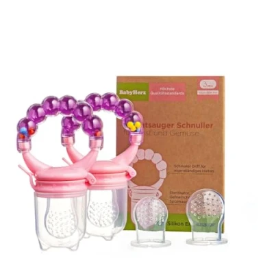 Abbildung von Fruchtsauger Schnuller für Obst und Gemüse Bereits ab 3 bis 6 Monate geeignet zu 100% bpa frei Babys (Rosa)