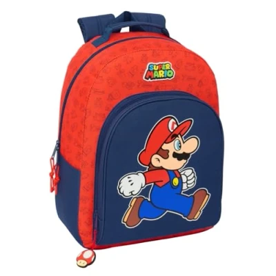 Abbildung von SUPER MARIO TRICK Schulrucksack, anpassbar an Trolley, Rucksack, ideal für Kinder verschiedener Altersgruppen, bequem und vielseitig, Qualität Widerstandsfähigkeit, 32 x 15 42 cm,