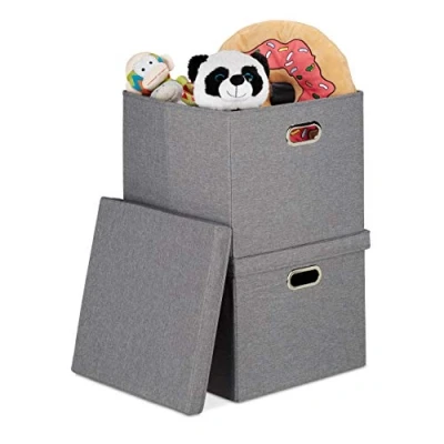Abbildung von relaxdays Aufbewahrungsbox quadratisch 2er Set, Grau