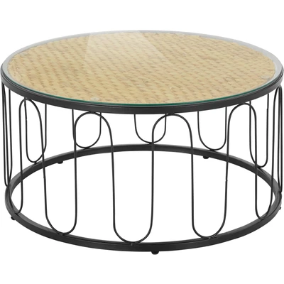 Abbildung von Home affaire Couchtisch &quot;Sudbury&quot;, geflochtene Wasserhyazinthe, schwarzes Metallgestell, Durchmesser 80cm