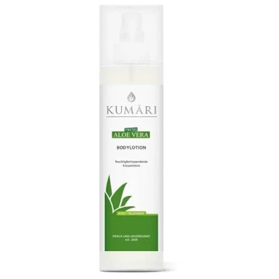 Abbildung von KUMARI Bodylotion mit Aloe Vera, Jojobaöl, Shea Butter &amp; Olivenöl für Feuchtigkeit, Regeneration Anti Aging Körpercreme 73,2% unverdünntem BIO Vera Pflanzensaft (250ml)