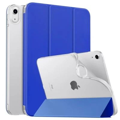 Abbildung von MoKo Hülle für iPad 10. Generation 2022, 10,9 Zoll TPU Transluzent Matt Rückseite Cover mit Auto Schlaf/Aufwach Tablet Hüllen Schutzhülle Ständer, Indigo