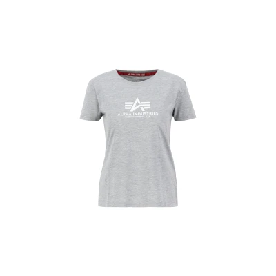 Abbildung von Alpha Industries Damen New Basic T Wmn Shirt, Greyheather/White, M