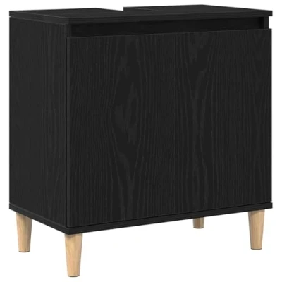 Abbildung von vidaXL Moderner Badezimmer Schrank aus schwarzer Eiche Stylische Aufbewahrungslösung Holzwerkstoff Kompakte Vanity Elegantes Design für Pflegeartikel Möbel Hausorganisation Innenlösungen langlebig