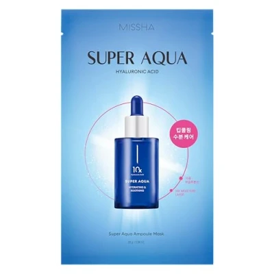 Abbildung von MISSHA Super Aqua Ampoule Maske, tiefe Feuchtigkeit, strahlender Glanz, Hyaluronsäure und botanische Extrakte, Revitalisiert glättet die Haut, 1 Stück