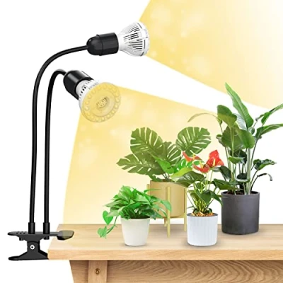 Abbildung von SANSI LED Pflanzenlampe Vollspektrum für Zimmerpflanzen, 20W Wachstumslampe mit Starker Griff Clip, 360 Schwanenhals, 2 E27 Pflanzenwachstumsbirnen, Indoor Pflanzenwachstum, Garten, Gewächshaus