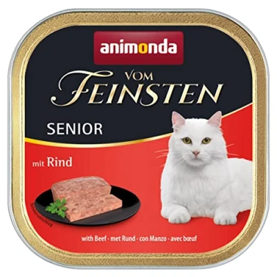 Abbildung von vom Feinsten Senior Katzenfutter nass Nassfutter mit Rind (32x 100g), ab 7 Jahren von animonda, ohne Getreide und Zucker, mitfrischen, fleischlichen Zutaten