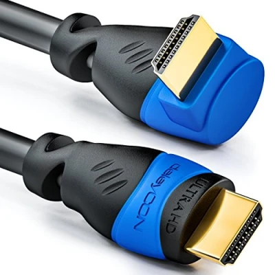 Abbildung von deleyCON 5m HDMI 90 Grad Winkel Kabel Kompatibel zu 2.0/1.4 UHD 4K HDR 3D 1080p 2160p ARC Schwarz