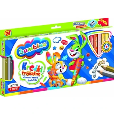 Abbildung von Kredki trójkatne Bambino w oprawie drewnianej 24 kolory + temperówka