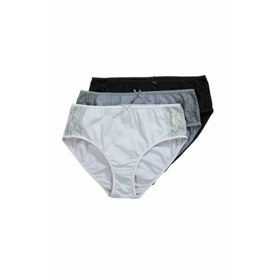 Abbildung von Ulla Popken 3 PACK OF Panties LACE Insert Slip, Damen, Größe: 42/44, Black