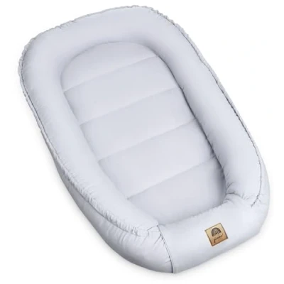 Abbildung von PIMKO Babynest Babynestchen für Baby Kuschelnest 2 seitig Babykokon Säuglinge und Neugeborene 100% Baumwolle Nestchen geeignet Zuhause 55 x 90 cm (Grau mit klappe)