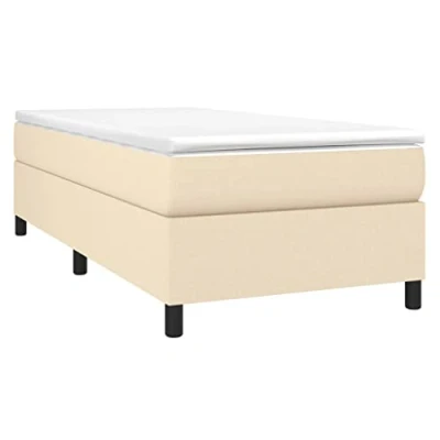 Abbildung von vidaXL Bettgestell, Polsterbett Bett für Schlafzimmer, Bettrahmen mit Lattenrost, Schlafzimmerbett Einzelbett, Creme 80x200cm Stoff