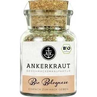 Abbildung von Ankerkraut Bio Bolognese Gewürz, Spaghetti und Pasta kochen, Lasagne selber machen, 90g im Korkenglas