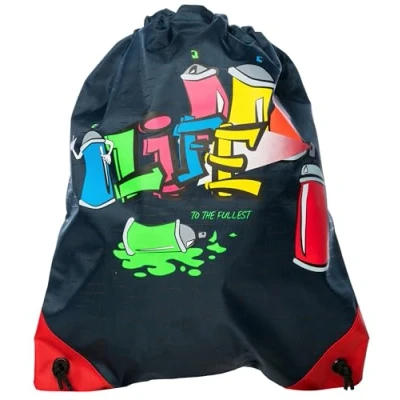 Abbildung von Walser Kinder Turnbeutel Graffiti, Reisebeutel Kinder, Sportbeutel, Gymsack, Schuhbeutel für 39x33,5cm blau