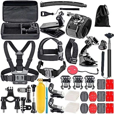 Abbildung von Navitech 50 in 1 Actionkamera Zubehör Kombi Kit mit EVA Hülle, kompatibel GoXtreme Vision+ 4K Ultra HD Action Cam