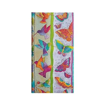 Abbildung von Paperblanks 12 Monatskalender 2024 Kolibri und Schmetterlinge Horizontal Schlank (95 x 180 mm)