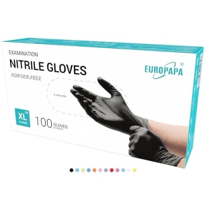 Abbildung von EUROPAPA Nitril Handschuhe Einweghandschuhe Untersuchungshandschuhe (100 STK Nitrilhandschuhe, steril, latexfrei) puderfrei, ohne Latex, unsteril, latexfrei, Einweg