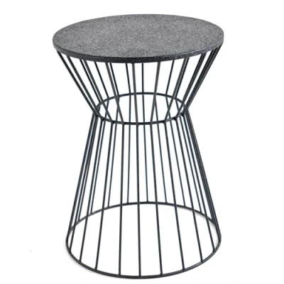Abbildung von Riess Ambiente Runder Beistelltisch Variation 45cm schwarz Eisen Metallgestell Handmade Couchtisch Wohnzimmertisch Sofatisch Tisch Telefontisch Nachttisch