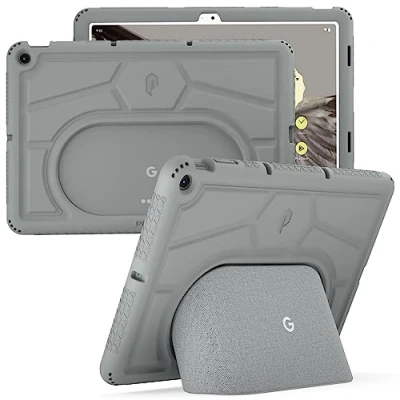Abbildung von Poetic TurtleSkin Serie Schutzhülle für Google Pixel Tablet 27,9 cm (11 Zoll) (2023), strapazierfähig, stoßfest, robust, kinderfreundlich, Silikon, Hasel