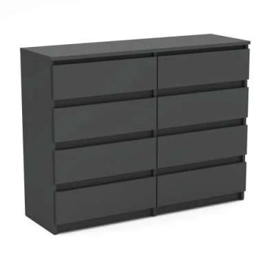 Abbildung von MRBLS Kommode mit 8 Schubladen Sideboard Schubladenschrank Kleiderschrank Modern Möbel für Ihr Schlafzimmer (Grau Matt) 120 x 92,5 33,5 cm (B/H/T)
