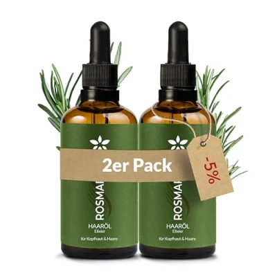 Abbildung von Heldengrün® Bio Rosmarin+ Haaröl [HOCHDOSIERT] Stimuliert Haarwachstum bei Haarausfall mit echtem Jojoba &amp; Rosmarinöl, Rosmarinöl Haare 2 x 50 ml