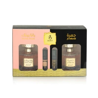 Abbildung von Jumrah Parfüm, 100 ml, hergestellt in Dubai, mit Gewürznoten, Bernstein, Vanille, Zimt und Holz, orientalischer Duft, perfekt für Damen Herren (CYana Pink &amp; Jumrah)