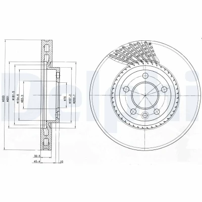 Abbildung von DELPHI BG9892 Bremsscheibe 333 32 5 Belüftet geölt unbehandelt ohne Radlager, ABS Sensorring VOLKSWAGEN: Transporter Bus, Multivan (7HM