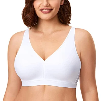 Abbildung von AISILIN Damen BH ohne Bügel Große Größen Comfy Schlaf BHS Vollschalen Soft Bequemer Weiss 75C