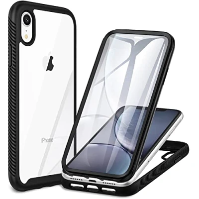 Abbildung von CENHUFO für iPhone XR Hülle, 360 Grad Schutzhülle mit Eingebautem Displayschutz Robust Stoßfest Panzerhülle Bumper Cover Outdoor Transparent Case Ganzkörper Handyhülle Schwarz