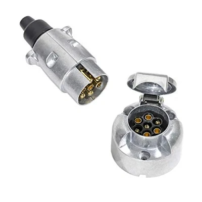 Abbildung von TAEUYYM Anhänger Metall Stecker 7 Polig Und Steckdose Polig, 12V Wasserdicht Aluminiumlegierung Für LKW RV KFZ Zubehör