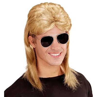 Abbildung von W WIDMANN MILANO Party Fashion Perücke Vokuhila mit Brille, Kunsthaar, 80er Jahre Outfit