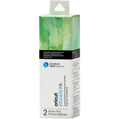 Abbildung von Cricut Infusible Ink mit Muster 2 Bogen Green Watercolor 11,4x30,5cm