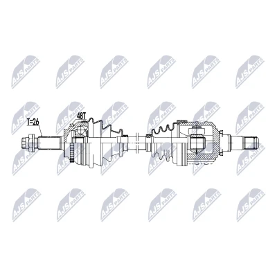 Abbildung von NTY NPW TY 191 Antriebswelle Vorderachse links 638mm Schaltgetriebe TOYOTA: Corolla Verso