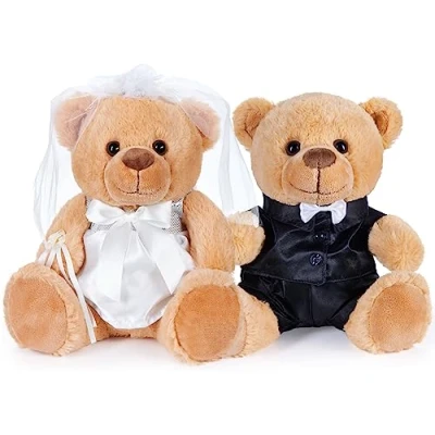 Abbildung von BRUBAKER Kuscheltier Teddybär Hochzeitspaar 25 cm Braut und Bräutigam Teddy Set (Hochzeitsgeschenk für Brautpaar, 1 St., Kuscheltiere mit Anzug Brautkleid), Geschenk Hochzeit Verlobung