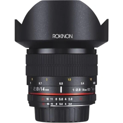 Abbildung von Rokinon FE14M MFT 14 mm F2.8 Ultraweitwinkelobjektiv für Micro Four Thirds Mount und Festobjektiv Olympus/Panasonic 4/3 Kameras, Schwarz