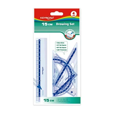 Abbildung von Schullineal Set Lineal 15 cm 45 Winkel 60 Winkelmesser 180 Robustes Kunststoffmaterial Keyroad