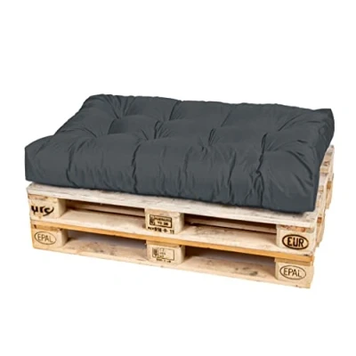 Abbildung von TexDeko® Garden Palettenkissen 120x80x18cm wasserabweisend UV beständig In &amp; Outdoor Premium Sitzkissen gesteppt Palettenauflage für Europaletten Palettenpolster (Anthrazit)